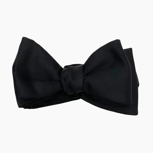 Black satin bow tie, hand-tied